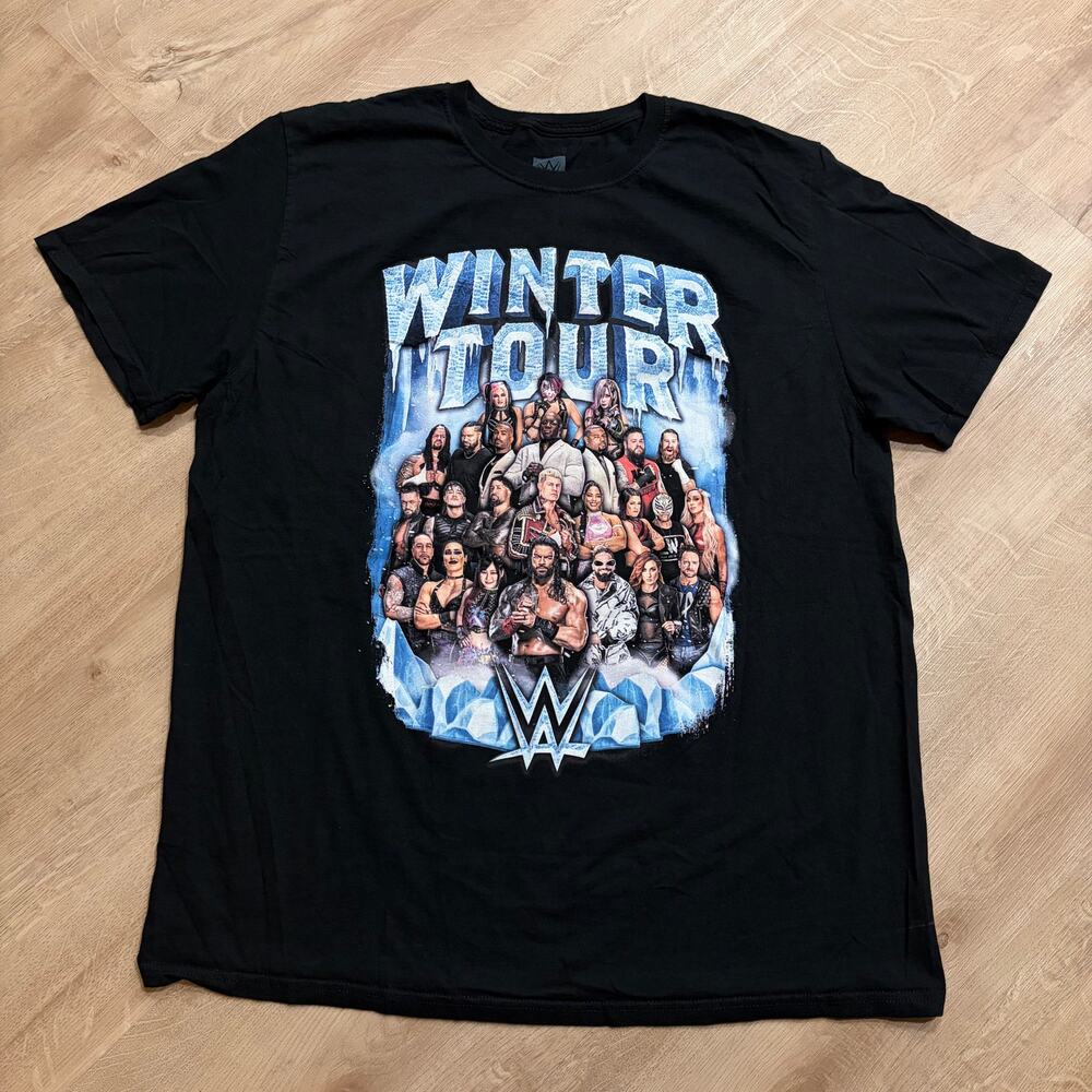 WWE Winter Tour I Was There Event Tee T-Shirt Men's XL Black Icy Blue 2023